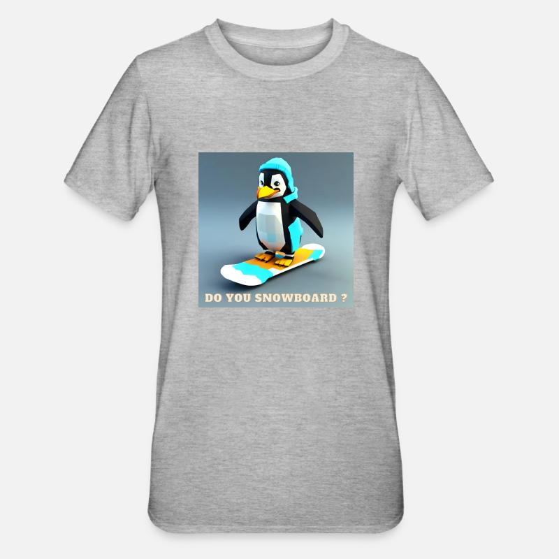 Snowboard Pingu - T-shirt polycoton Unisexe - gris chiné