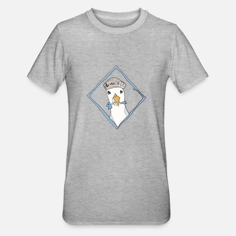 Moin Seemöwe im Diamantrahmen - Unisex Polycotton T-Shirt - Grau meliert