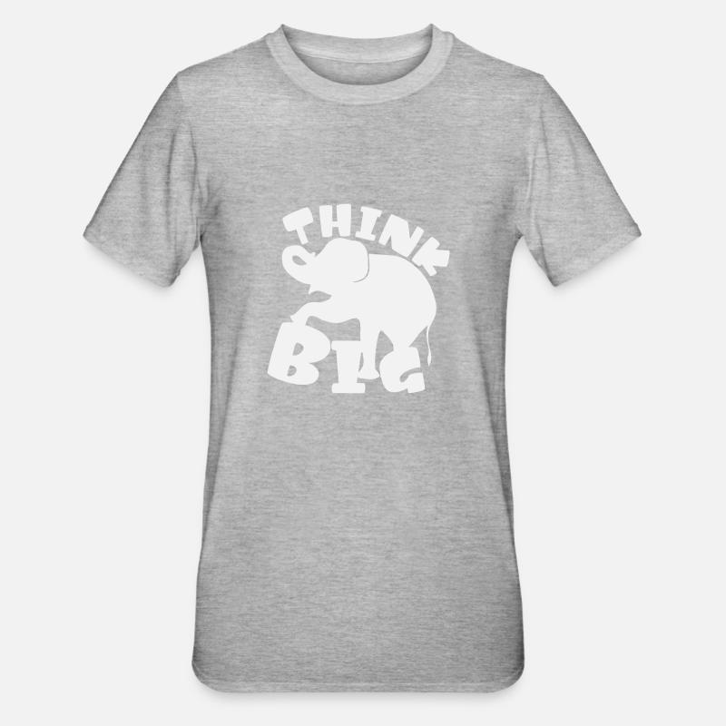 Think Big Elephant idée siluett blanc - T-shirt polycoton Unisexe - gris chiné