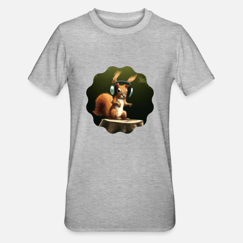 DJ Eichhörnchen - Unisex Polycotton T-Shirt - Grau meliert
