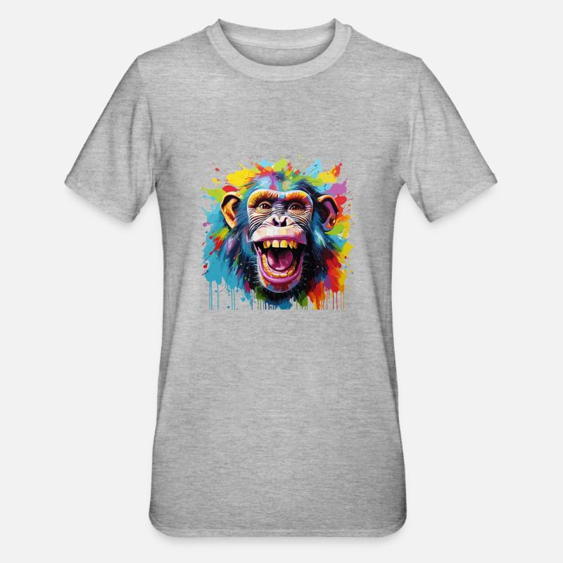 Le rire du singe - T-shirt polycoton Unisexe - gris chiné