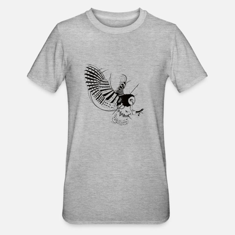 Eule - Unisex Polycotton T-Shirt - Grau meliert