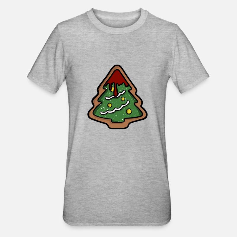 blutiges Weihnachtsbaum Plätzchen - Unisex Polycotton T-Shirt - Grau meliert