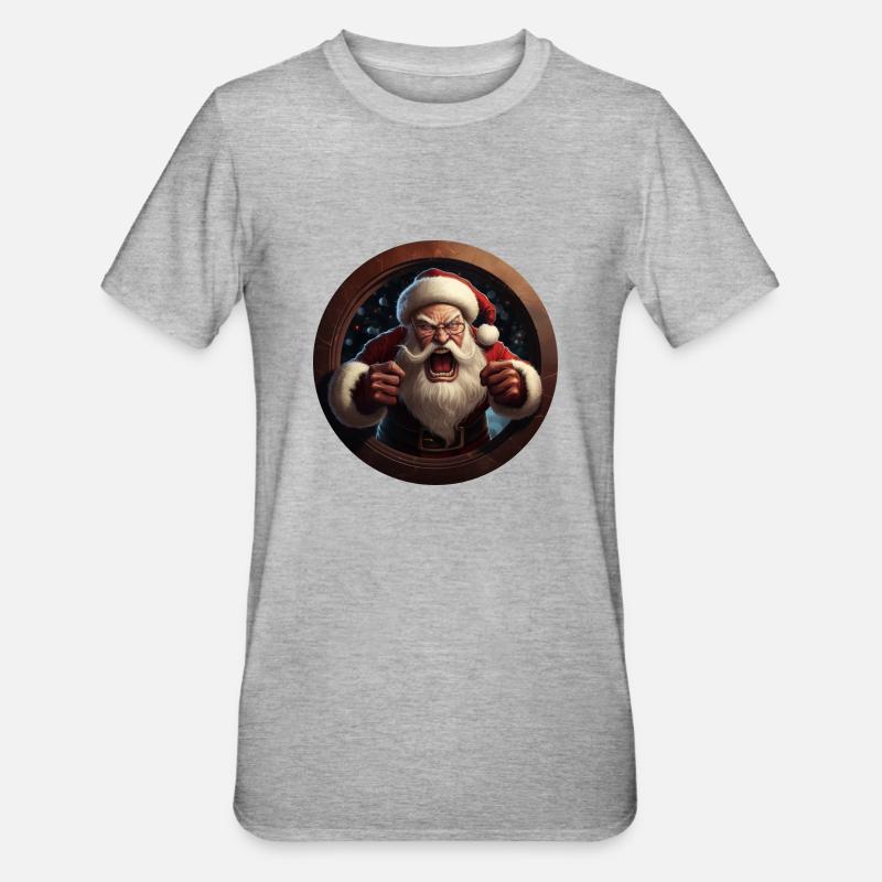 Wütender Weihnachtsmann - Unisex Polycotton T-Shirt - Grau meliert