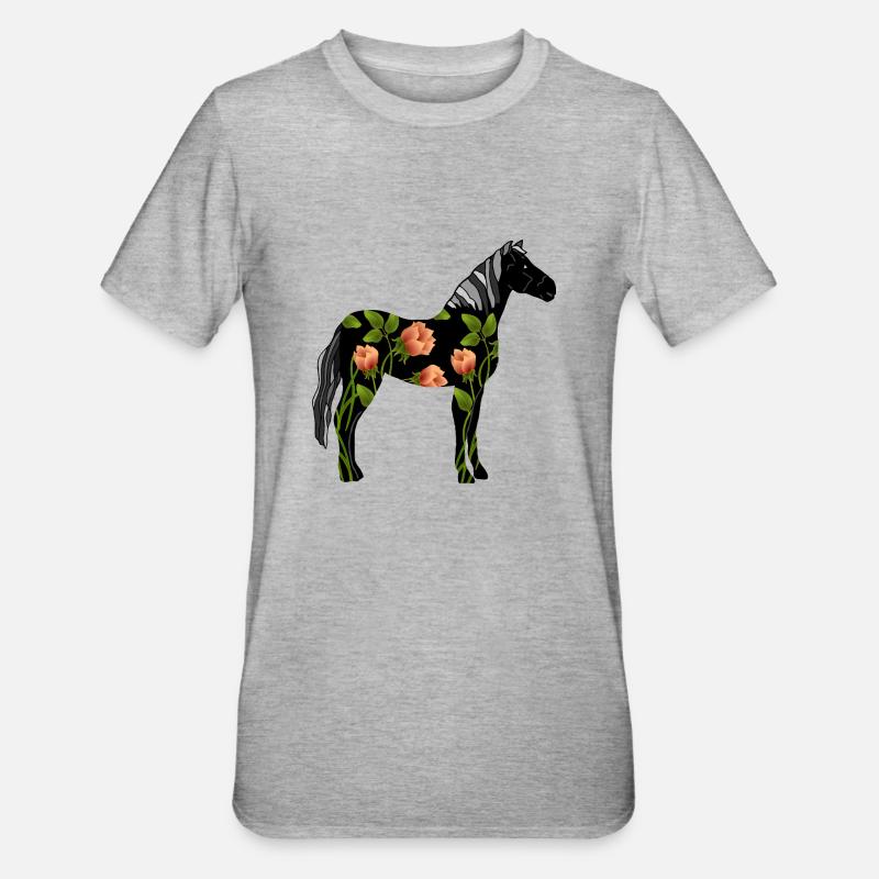 Pferd - Unisex Polycotton T-Shirt - Grau meliert