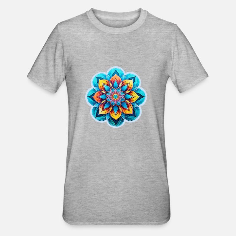 Fleur de mandala - T-shirt polycoton Unisexe - gris chiné