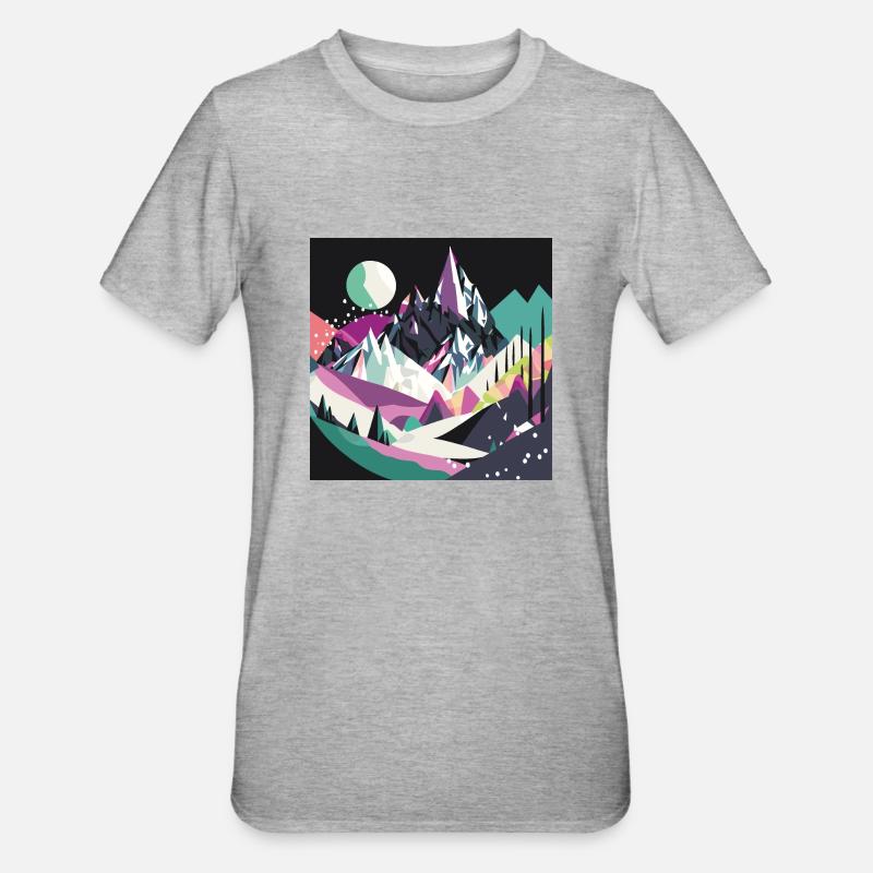 Fond de montagne abstrait - T-shirt polycoton Unisexe - gris chiné