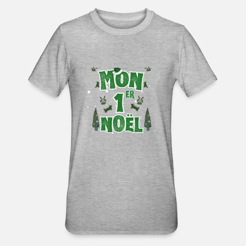 Mon 1er Noël - T-shirt polycoton Unisexe - gris chiné