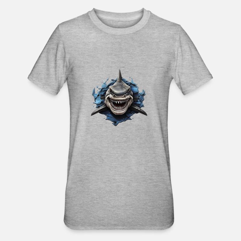 Design de requin cool - T-shirt polycoton Unisexe - gris chiné