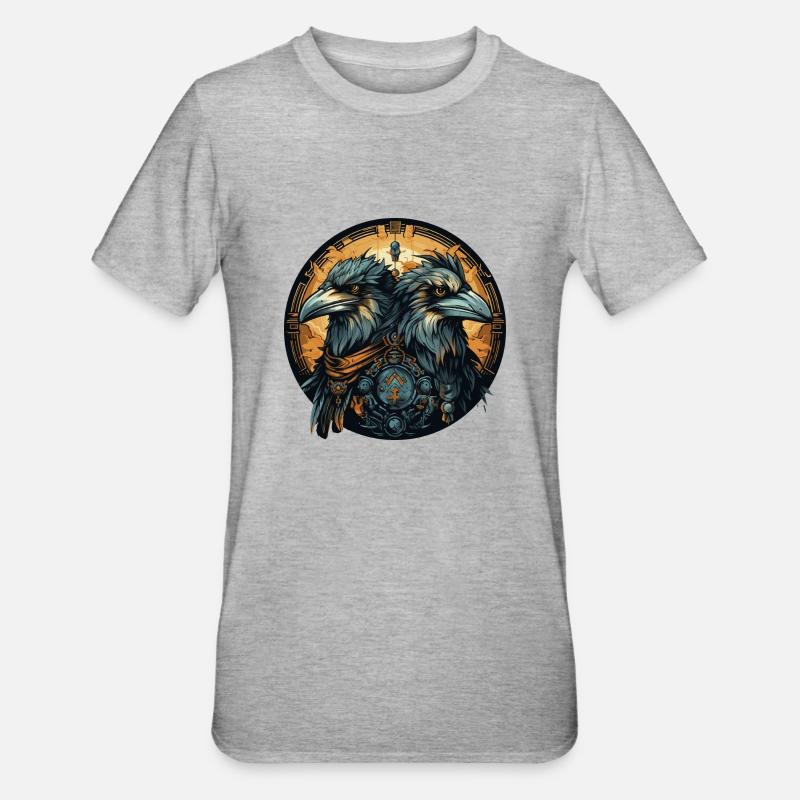 Hugin & Munin Viking Design Valhalla - T-shirt polycoton Unisexe - gris chiné