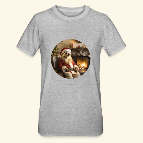 Weihnachtsmannfaultier vor Kamin - Unisex Polycotton T-Shirt