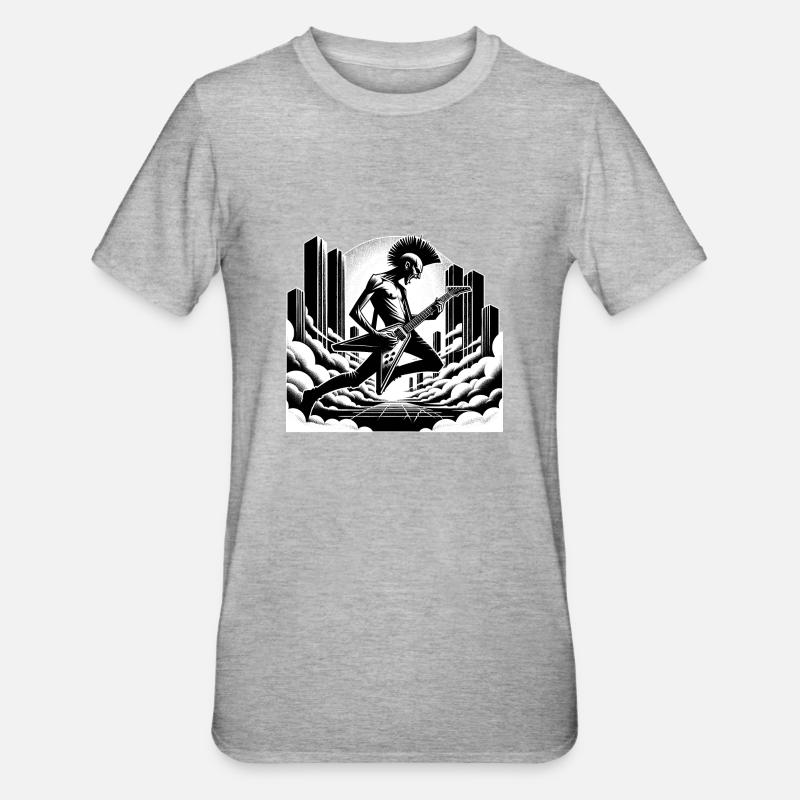 Guitariste Urbain Punk - T-shirt polycoton Unisexe - gris chiné