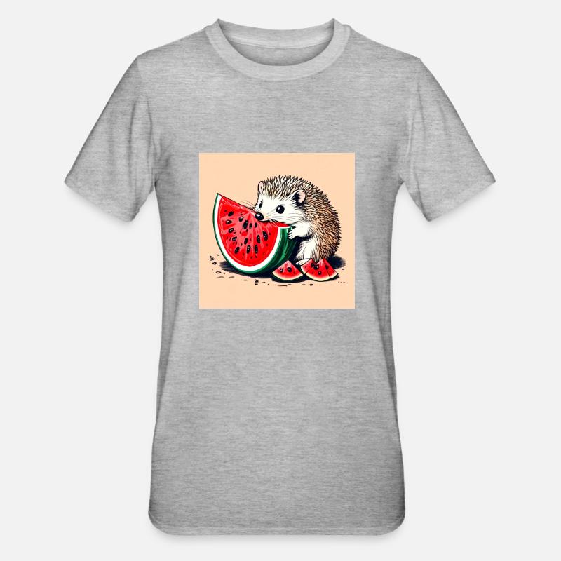 Hérisson Pastèque - T-shirt polycoton Unisexe - gris chiné