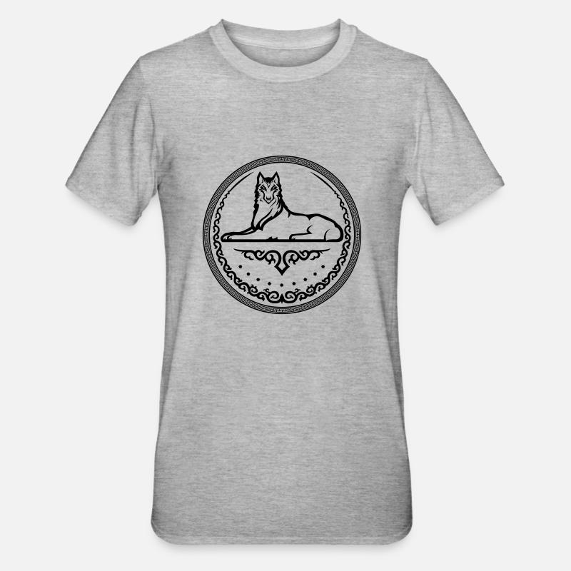 Tschetschenisches Wappen - einfarbig - Unisex Polycotton T-Shirt - Grau meliert