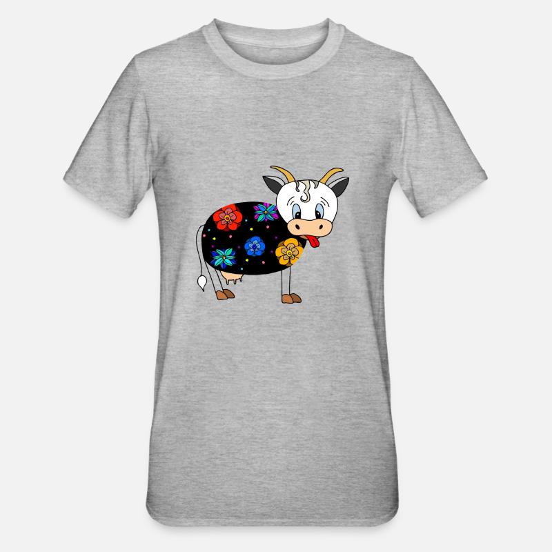 Kuh - Unisex Polycotton T-Shirt - Grau meliert