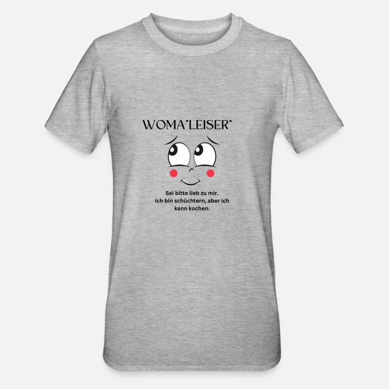 Woma"leiser" - Unisex Polycotton T-Shirt - Grau meliert