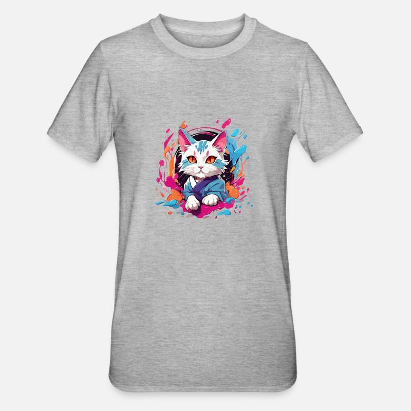 chat coloré - T-shirt polycoton Unisexe - gris chiné