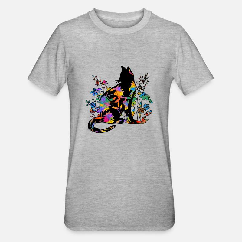 Cat - Unisex Polycotton T-Shirt - heather grey