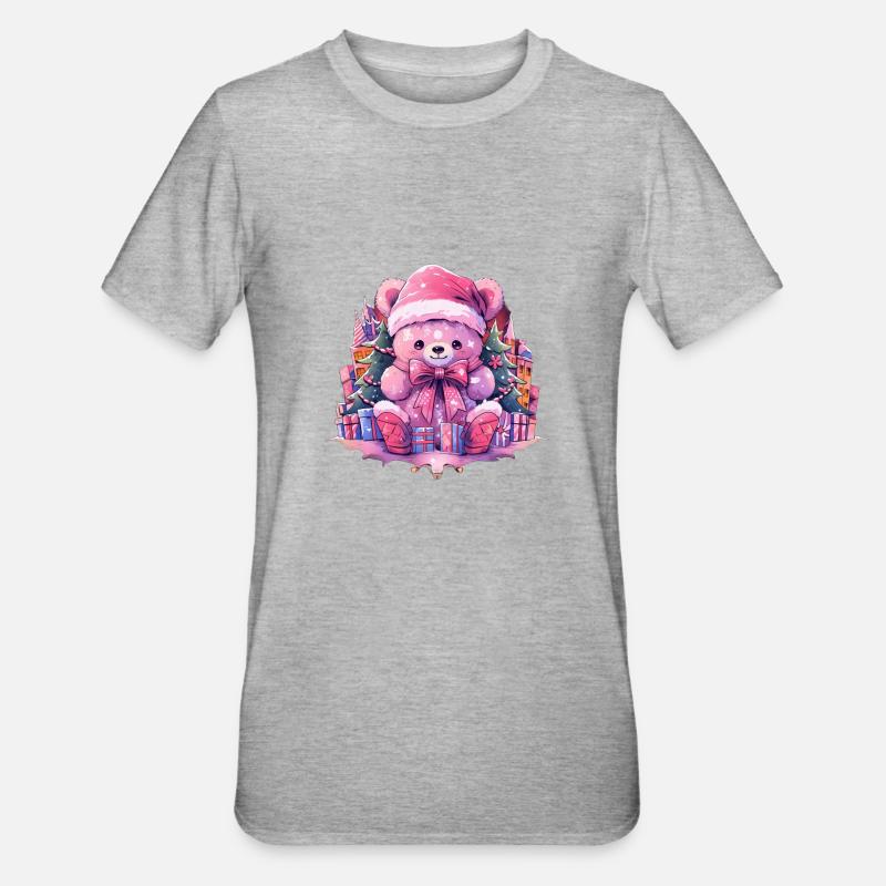 rosa teddy 4 - Unisex Polycotton T-Shirt - Grau meliert