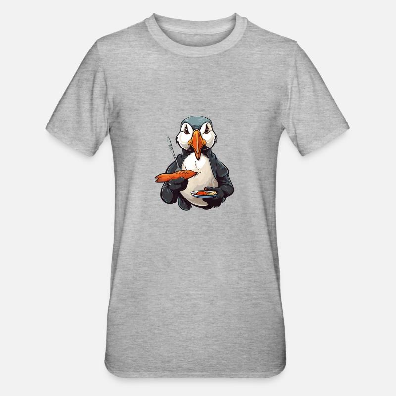 Papageientaucher - Unisex Polycotton T-Shirt - Grau meliert