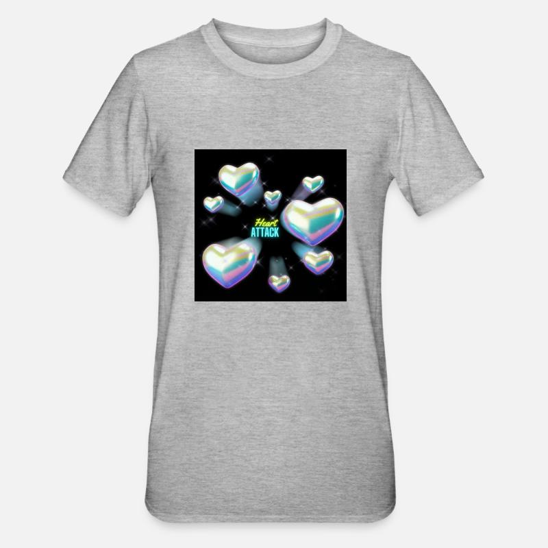 Heart Attack - Unisex Polycotton T-Shirt - Grau meliert