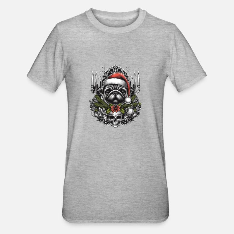 Gothic Mops - Unisex Polycotton T-Shirt - Grau meliert