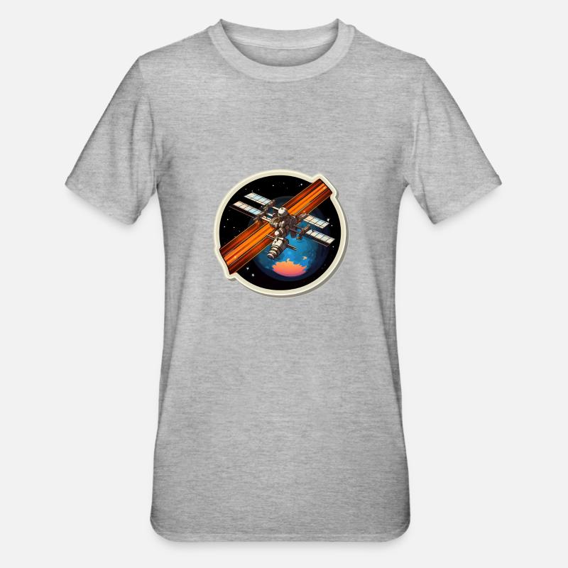 Satellit Raumfahrt - Unisex Polycotton T-Shirt - Grau meliert