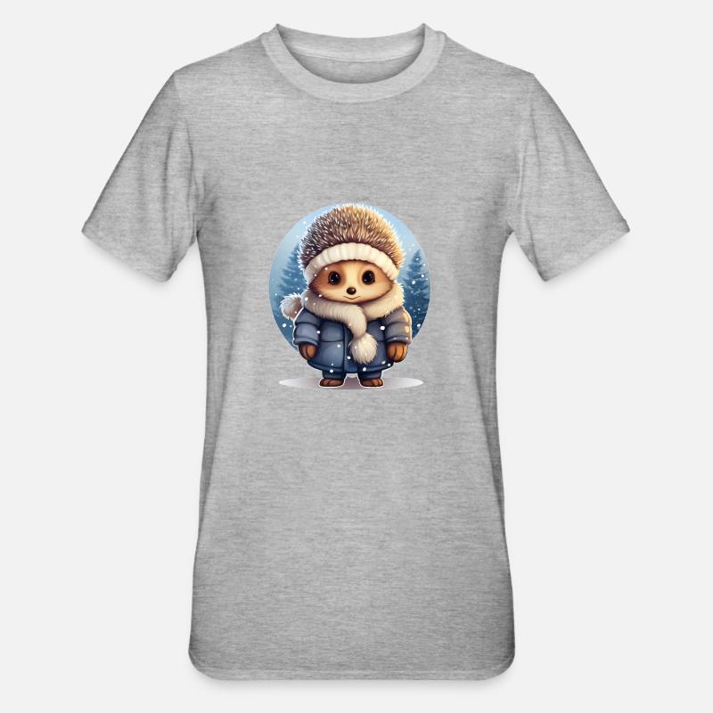 Igel im Schnee - Unisex Polycotton T-Shirt - Grau meliert