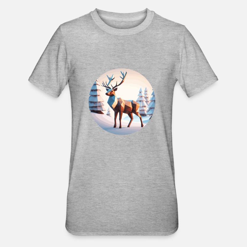 Rennes Low Poly Noël - T-shirt polycoton Unisexe - gris chiné