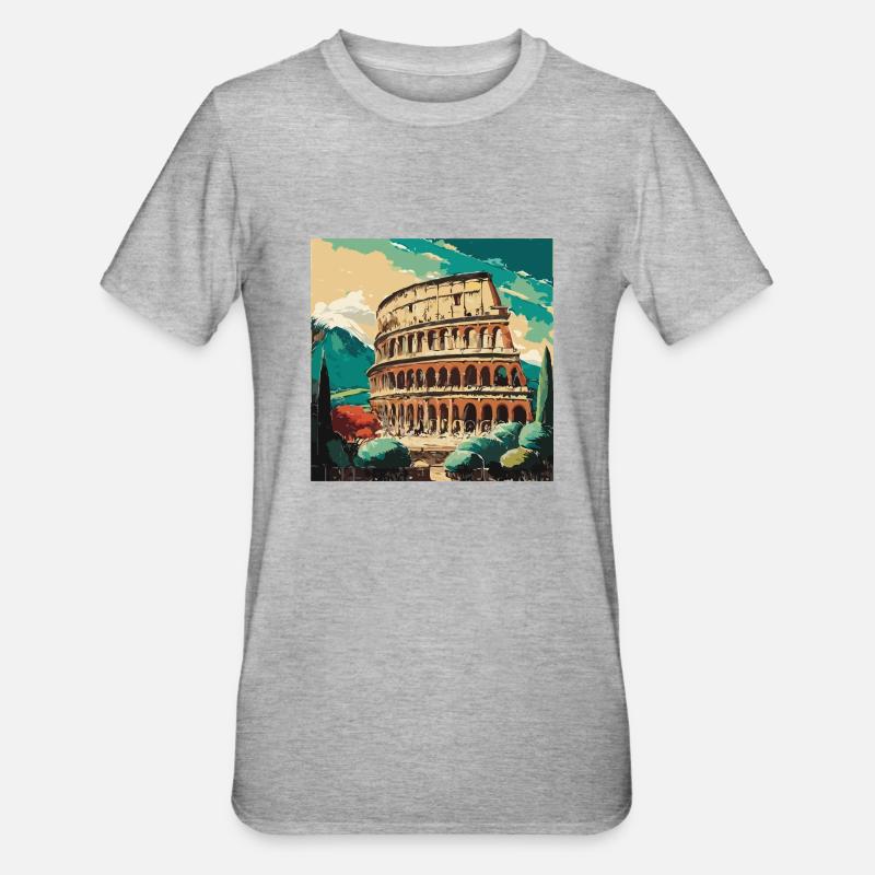 Colisée de Rome - T-shirt polycoton Unisexe - gris chiné