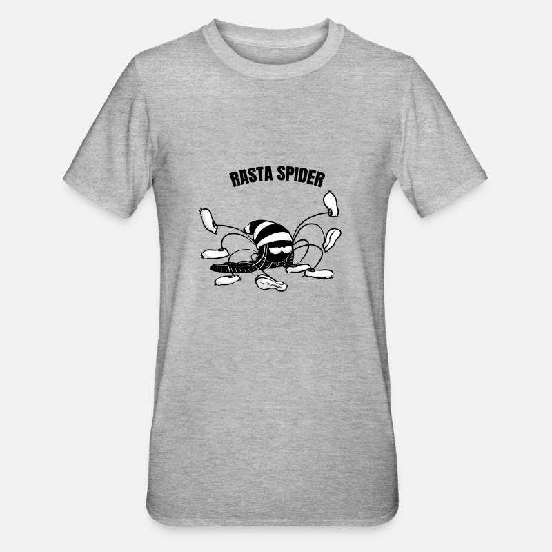 Beth die Spinne - Rasta-Spinne (Textversion) - Unisex Polycotton T-Shirt - Grau meliert