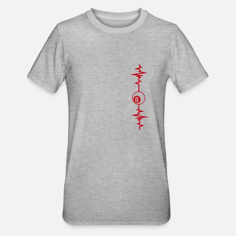 Billard Herzschlag Billard Geschenkidee - Unisex Polycotton T-Shirt - Grau meliert