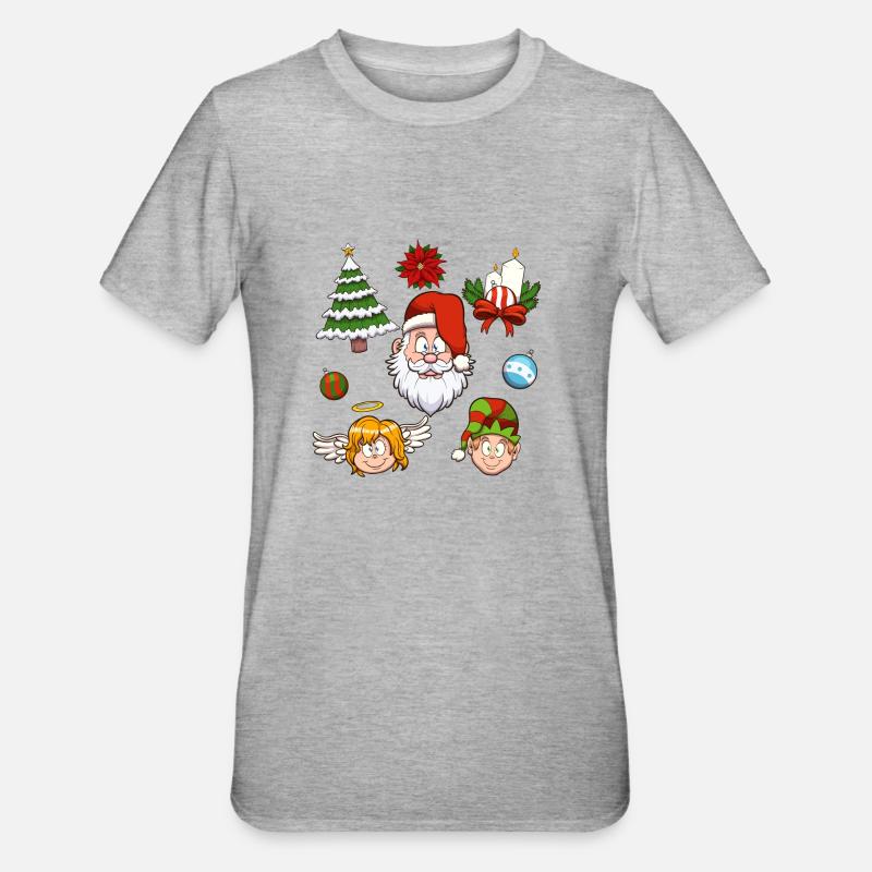 Weihnachtliche Elemente - Unisex Polycotton T-Shirt - Grau meliert