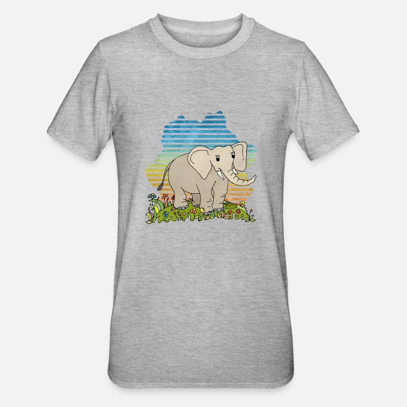 Elefant - Unisex Polycotton T-Shirt - Grau meliert