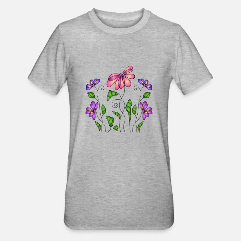 Fleur - T-shirt polycoton Unisexe - gris chiné