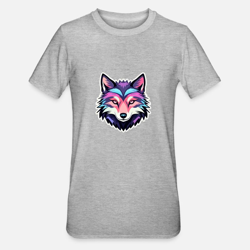 Wolf Drawing - Unisex Polycotton T-Shirt - heather grey