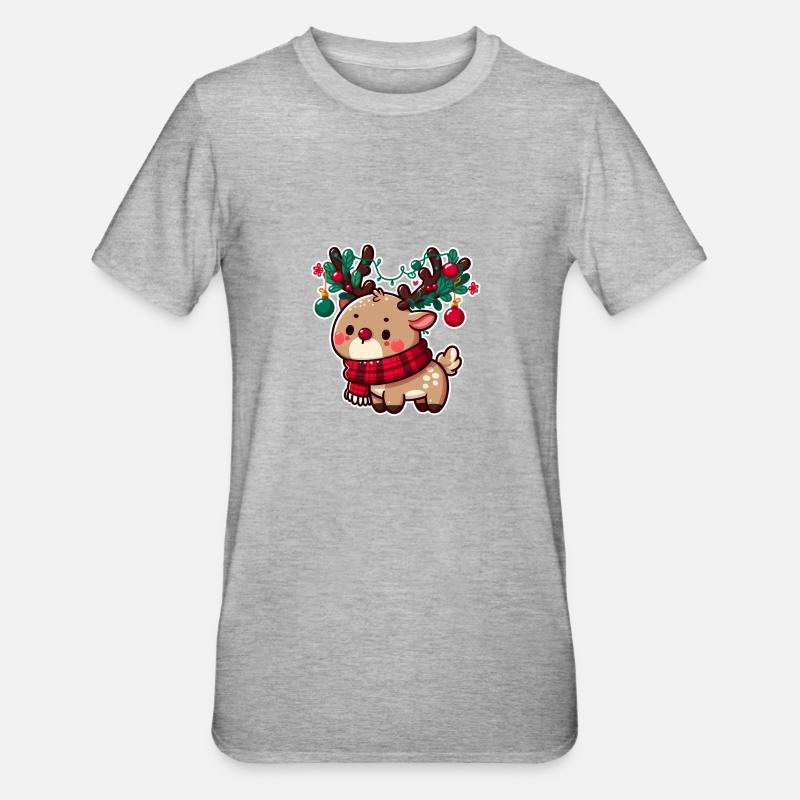 Doux renne de Noël - T-shirt polycoton Unisexe - gris chiné