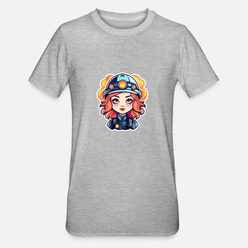 Dessin de pompier - T-shirt polycoton Unisexe - gris chiné