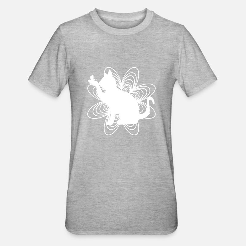 Cat White - Unisex Polycotton T-Shirt - heather grey