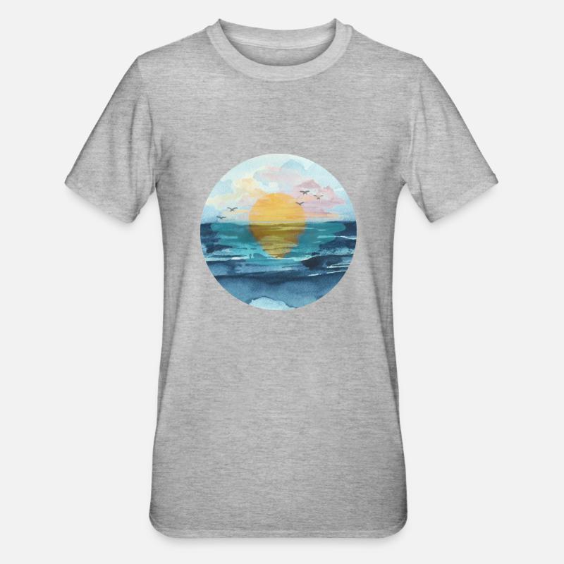 Coucher de soleil - T-shirt polycoton Unisexe - gris chiné