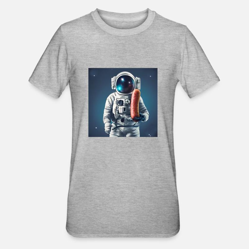Wurst-Astronaut - Unisex Polycotton T-Shirt - Grau meliert