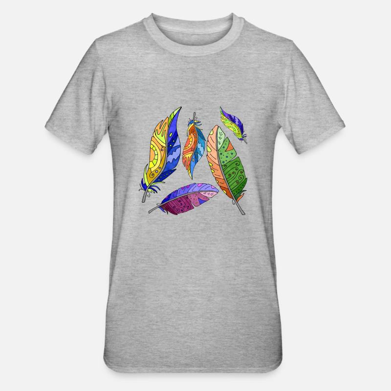 Feder - Unisex Polycotton T-Shirt - Grau meliert
