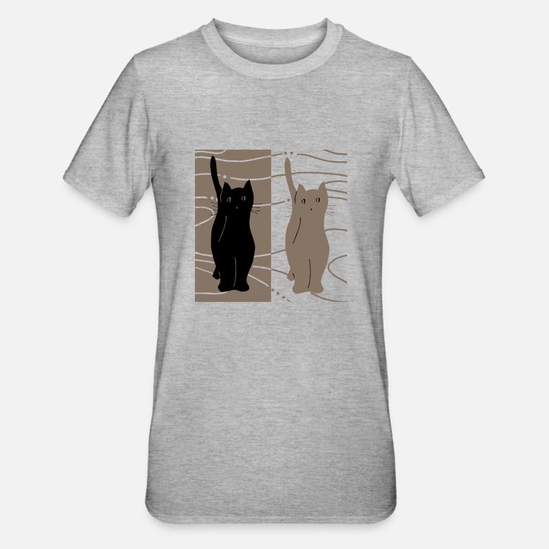 Chats - T-shirt polycoton Unisexe - gris chiné