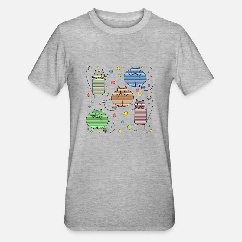 Chats - T-shirt polycoton Unisexe - gris chiné
