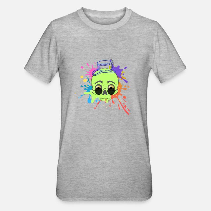 Splash-Schädel - Unisex Polycotton T-Shirt - Grau meliert