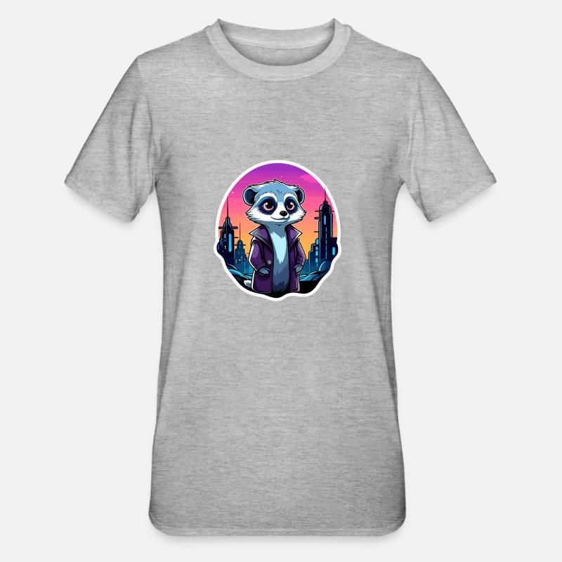 Dessin de suricate - T-shirt polycoton Unisexe - gris chiné
