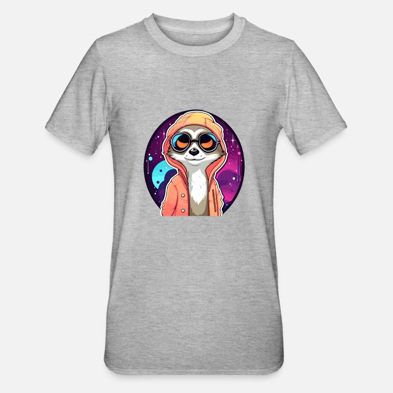 Dessin de suricate - T-shirt polycoton Unisexe - gris chiné