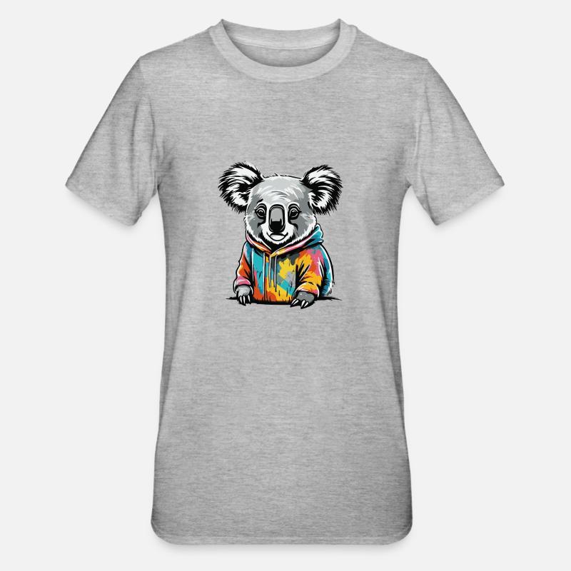 Bunter Graffiti Koala Koalabär - Unisex Polycotton T-Shirt - Grau meliert