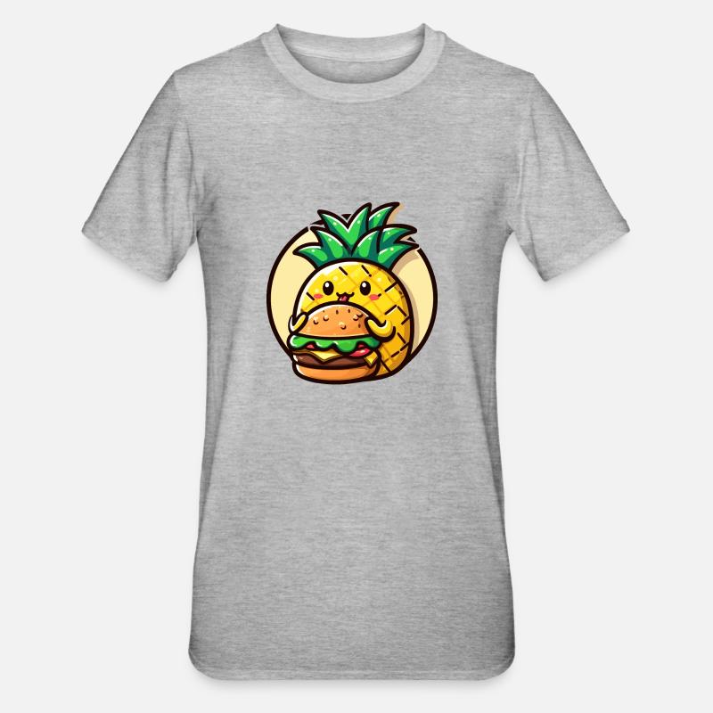 Pineapple eats a burger - Unisex Polycotton T-Shirt - heather grey