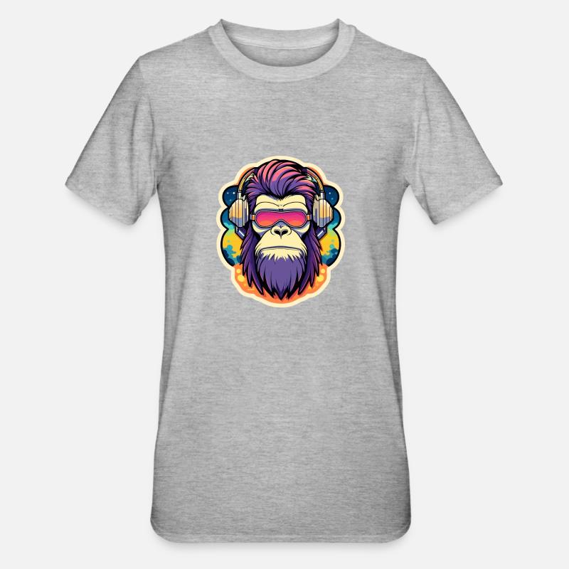 Illustration de singe - T-shirt polycoton Unisexe - gris chiné